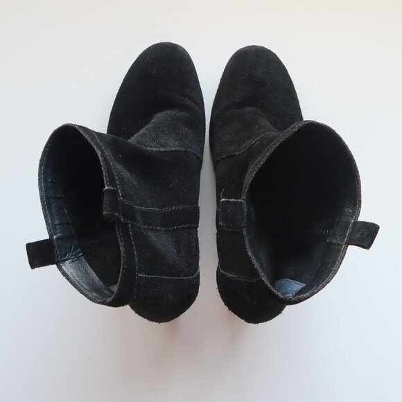 Madison Harding Suede leather Pull-on Round Toe Block Heel Ankle Boots / Booties - Picture 2 of 11